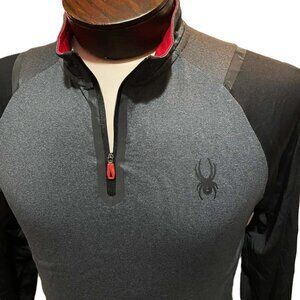 NWT Sypder Active ProWEB Black Gray 1/4 Zip Mens Long Sleeve Shirt SPM816RA Med